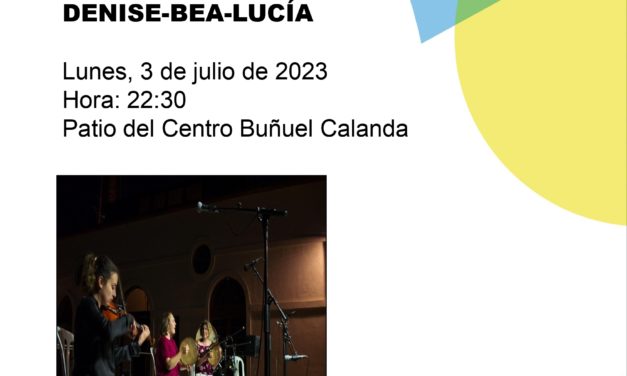 Actuación musical de Denise-Bea-Lucía en el Centro Buñuel Calanda